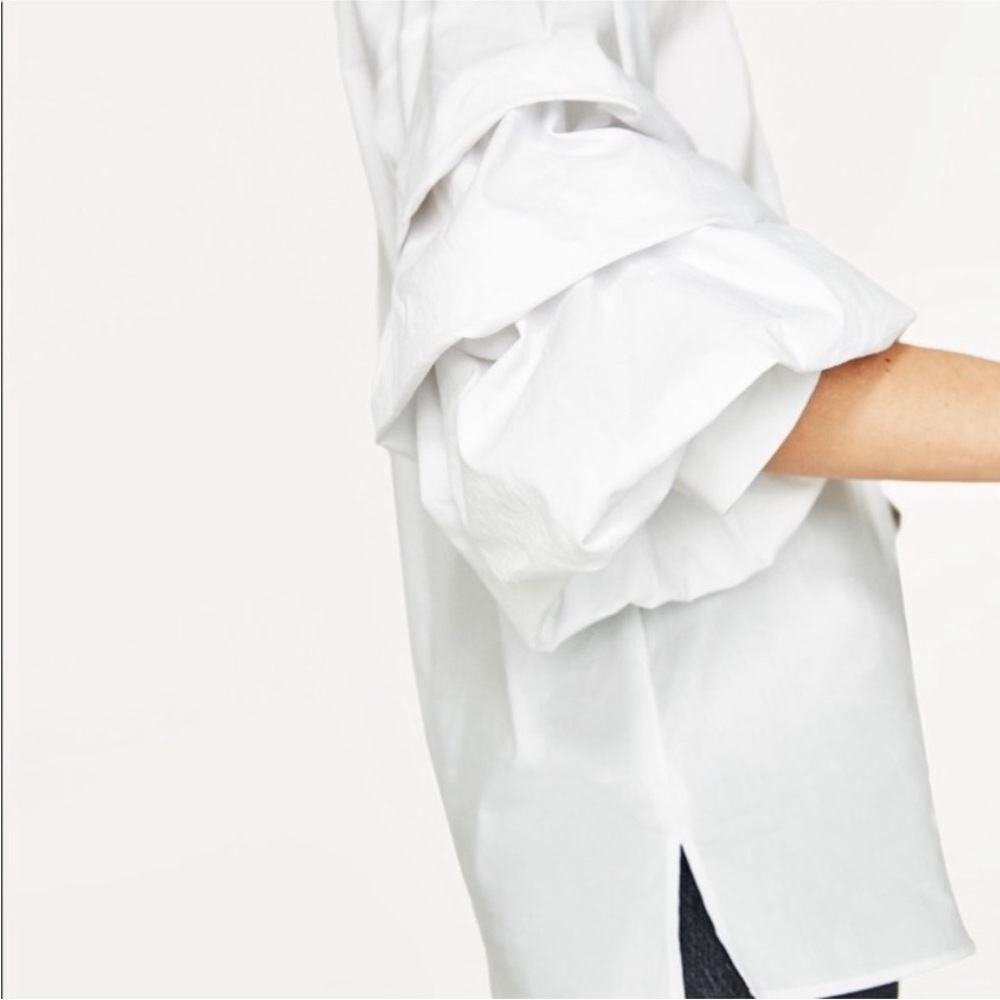 Women’s Zara White Ruffled Sleeve Statement Piece Button up Top - Picture 3 of 12